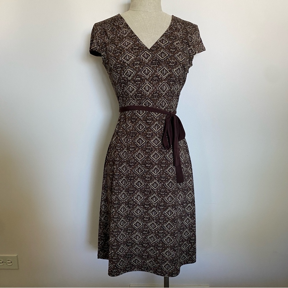 Max Studio Chocolate Brown Diamond Print Dress